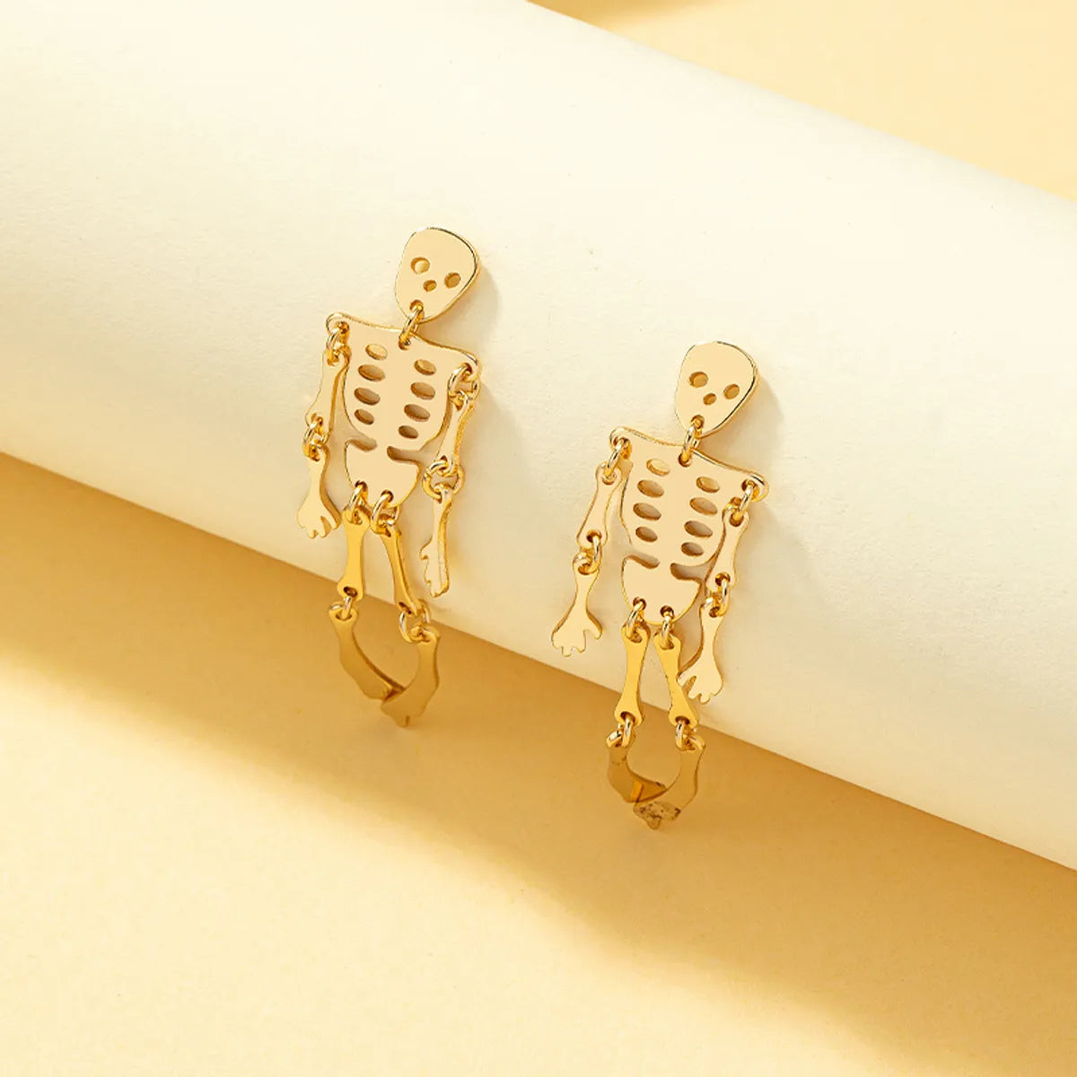 Wholesale Jewelry Retro Punk Solid Color Skull Alloy 14k Gold Plated Plating Drop Earrings