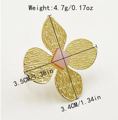 Wholesale Jewelry Retro Roman Style Streetwear Flower 304 Stainless Steel Turquoise 14K Gold Plated Plating Inlay Open Rings