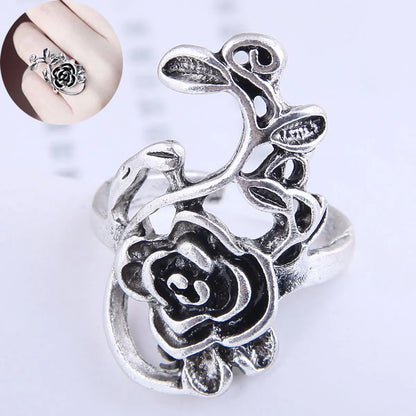 Wholesale Jewelry Retro Rose Hollow Open Ring Nihaojewelry