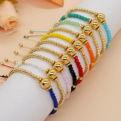 Wholesale Jewelry Retro Round Artificial Crystal Copper Beaded Bracelets