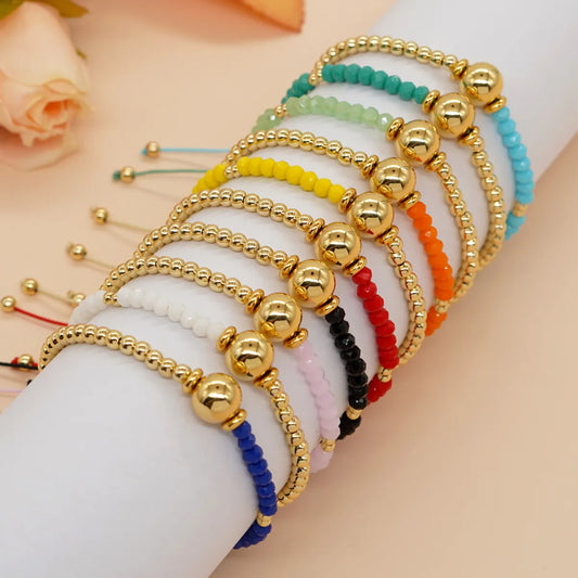 Wholesale Jewelry Retro Round Artificial Crystal Copper Beaded Bracelets