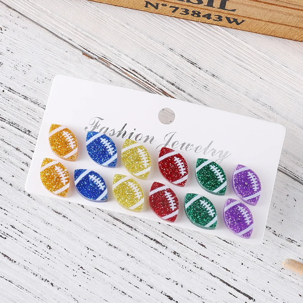 Wholesale Jewelry Retro Rugby Arylic Printing Ear Studs