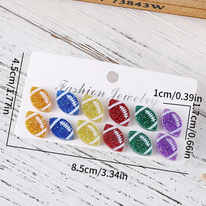 Wholesale Jewelry Retro Rugby Arylic Printing Ear Studs