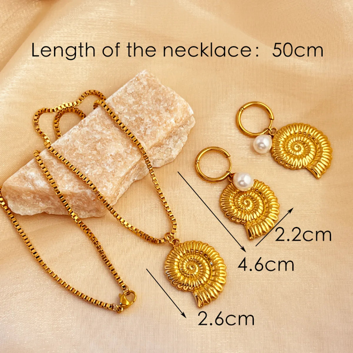 Wholesale Jewelry Retro Shell 201 Stainless Steel Gold Plated Plating Jewelry Set