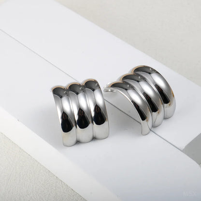 Wholesale Jewelry Retro Simple Style Commute Stripe 304 Stainless Steel Earrings