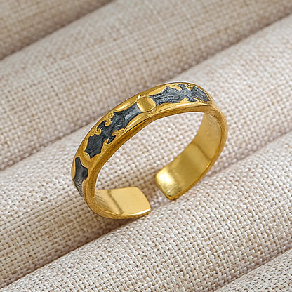 Wholesale Jewelry Retro Simple Style Geometric Titanium Steel 18K Gold Plated Open Rings