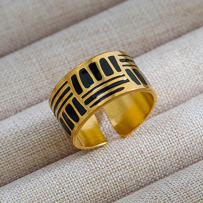 Wholesale Jewelry Retro Simple Style Geometric Titanium Steel 18K Gold Plated Open Rings