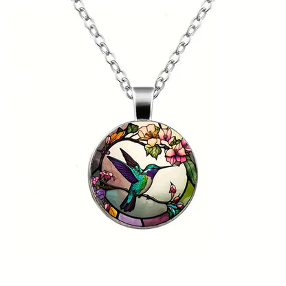 Wholesale Jewelry Retro Simple Style Hummingbird Alloy Glass Chain Pendant Necklace