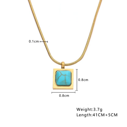 Wholesale Jewelry Retro Simple Style Square 304 Stainless Steel 18K Gold Plated Pendant Necklace