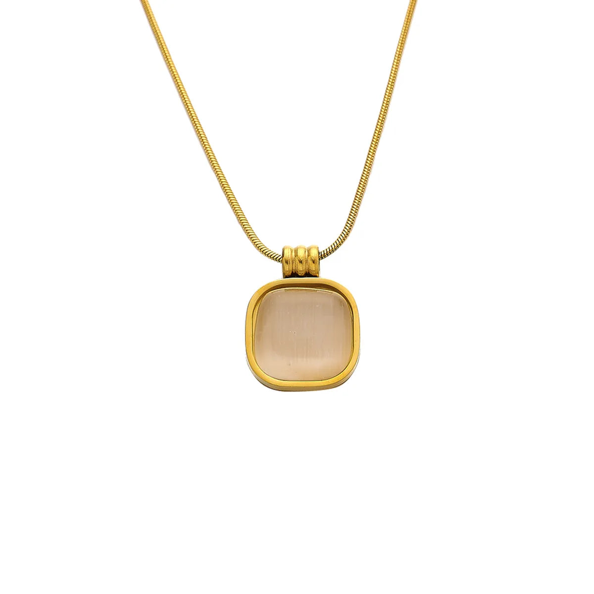 Wholesale Jewelry Retro Simple Style Square 304 Stainless Steel 18K Gold Plated Pendant Necklace