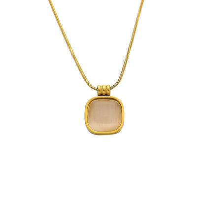 Wholesale Jewelry Retro Simple Style Square 304 Stainless Steel 18K Gold Plated Pendant Necklace