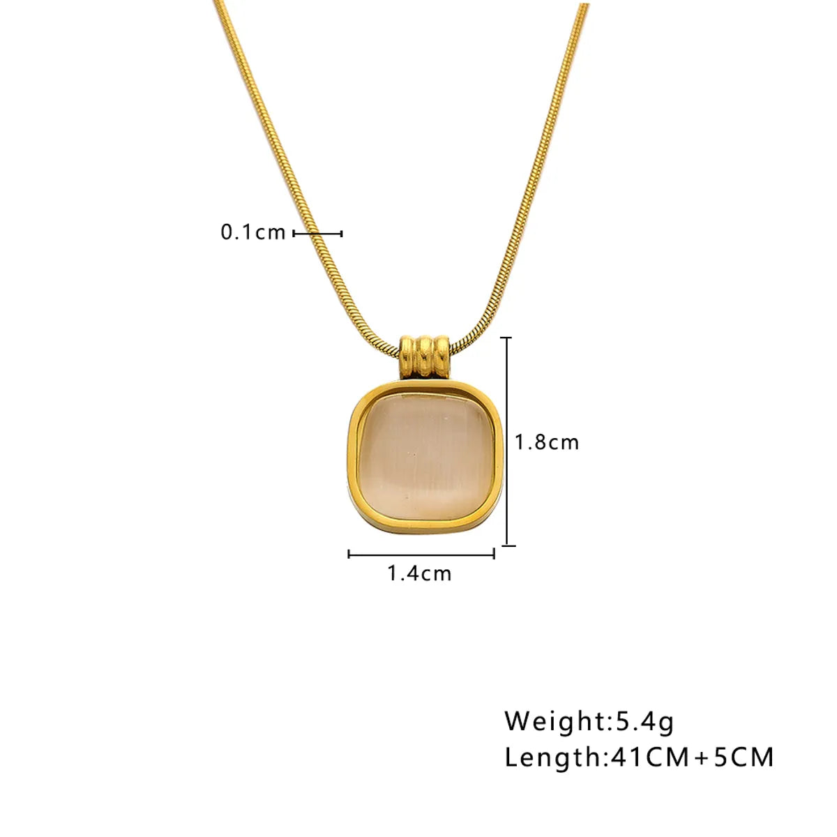 Wholesale Jewelry Retro Simple Style Square 304 Stainless Steel 18K Gold Plated Pendant Necklace