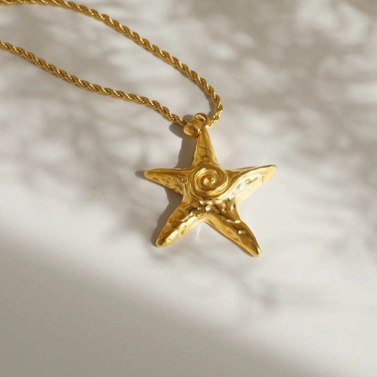 Wholesale Jewelry Retro Simple Style Starfish Titanium Steel 18K Gold Plated Earrings Necklace