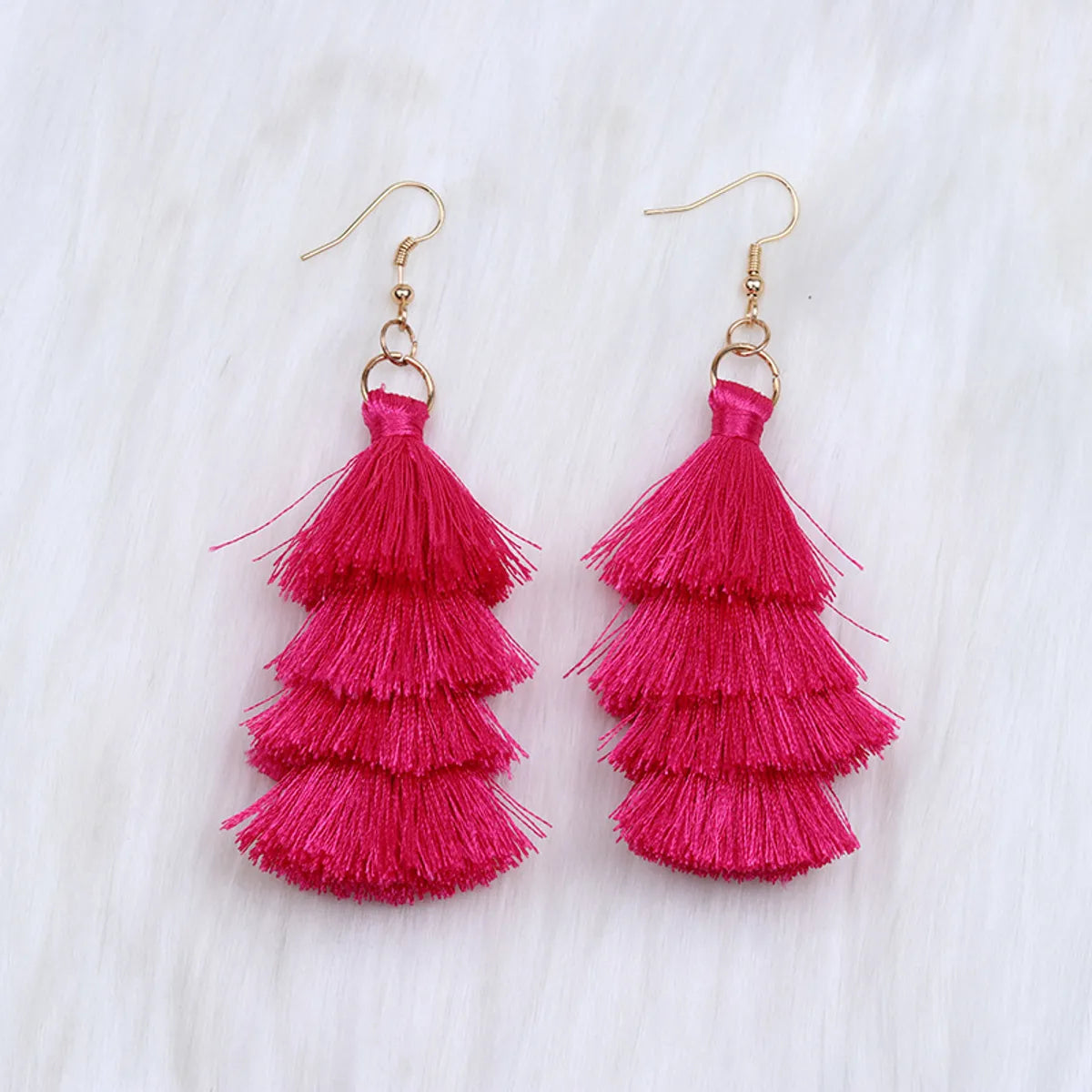 1 Pair Retro Solid Color Tassel Braid Braid Drop Earrings