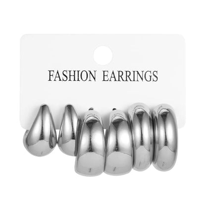 1 Set Retro Solid Color Plating Alloy Earrings