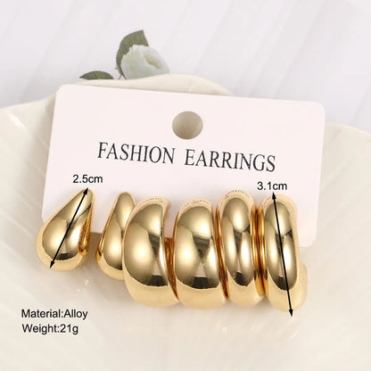 1 Set Retro Solid Color Plating Alloy Earrings