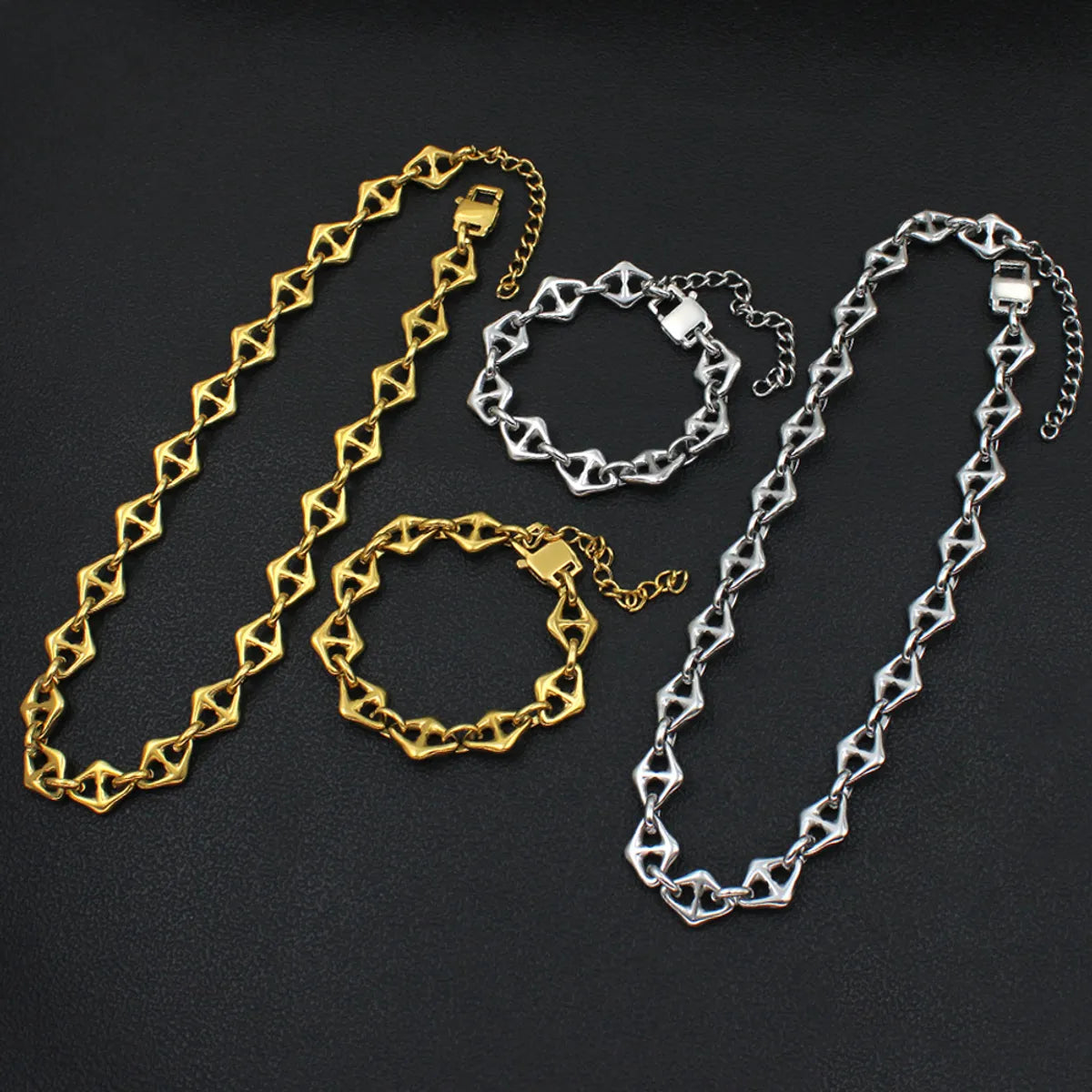 Wholesale Jewelry Retro Solid Color Titanium Steel Irregular Jewelry Set