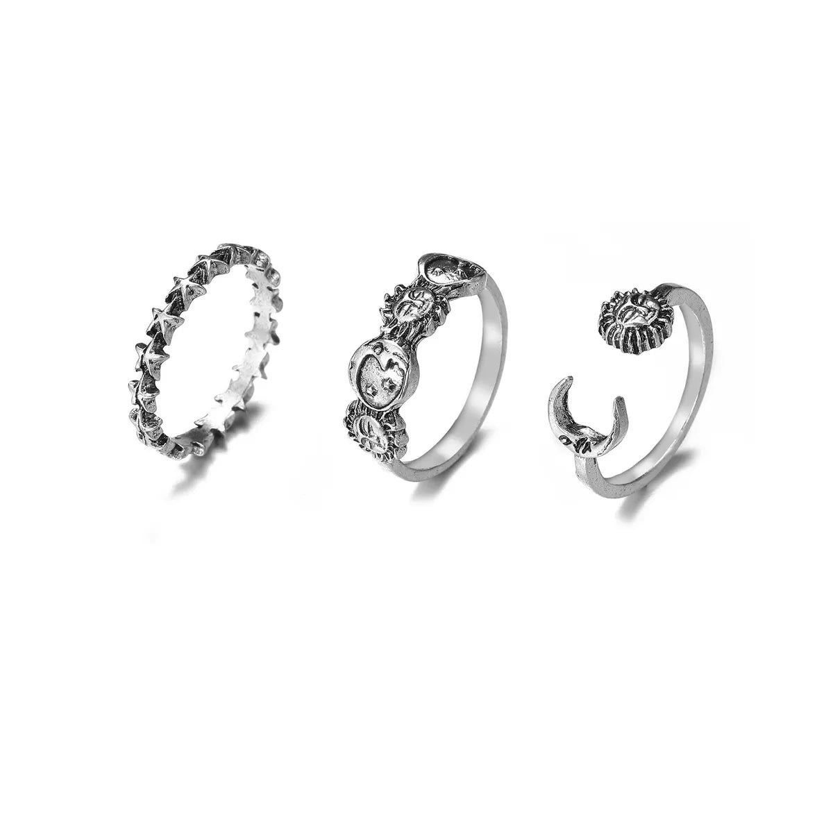 Wholesale Jewelry Retro Star And Moon 7-piece Set Ring Gooddiy