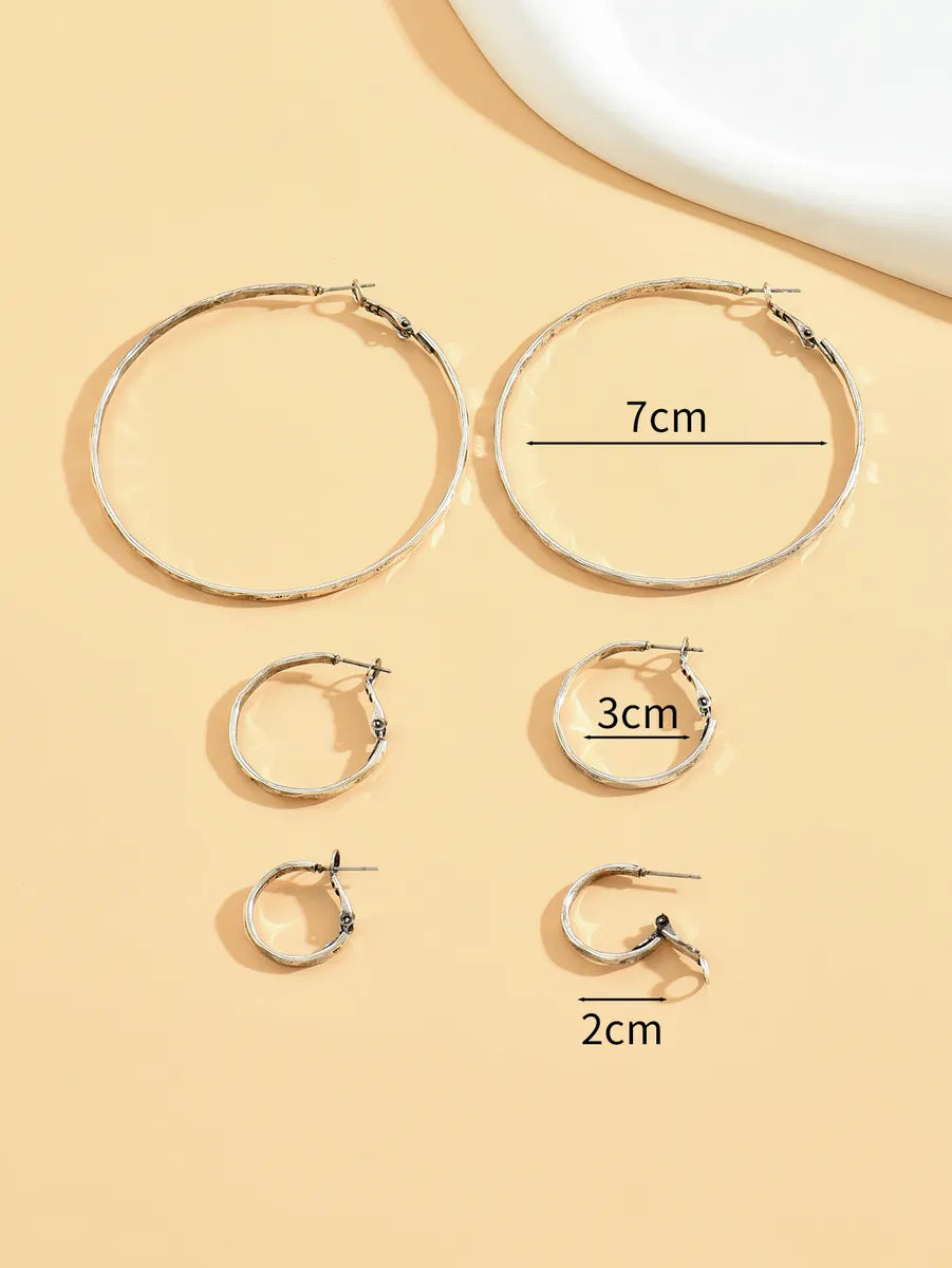 Wholesale Jewelry Retro Streetwear Solid Color Ferroalloy Hoop Earrings