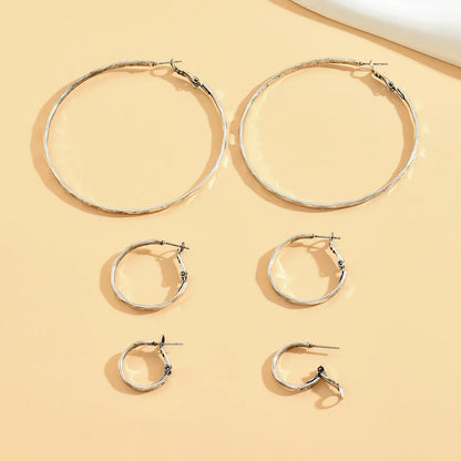 Wholesale Jewelry Retro Streetwear Solid Color Ferroalloy Hoop Earrings