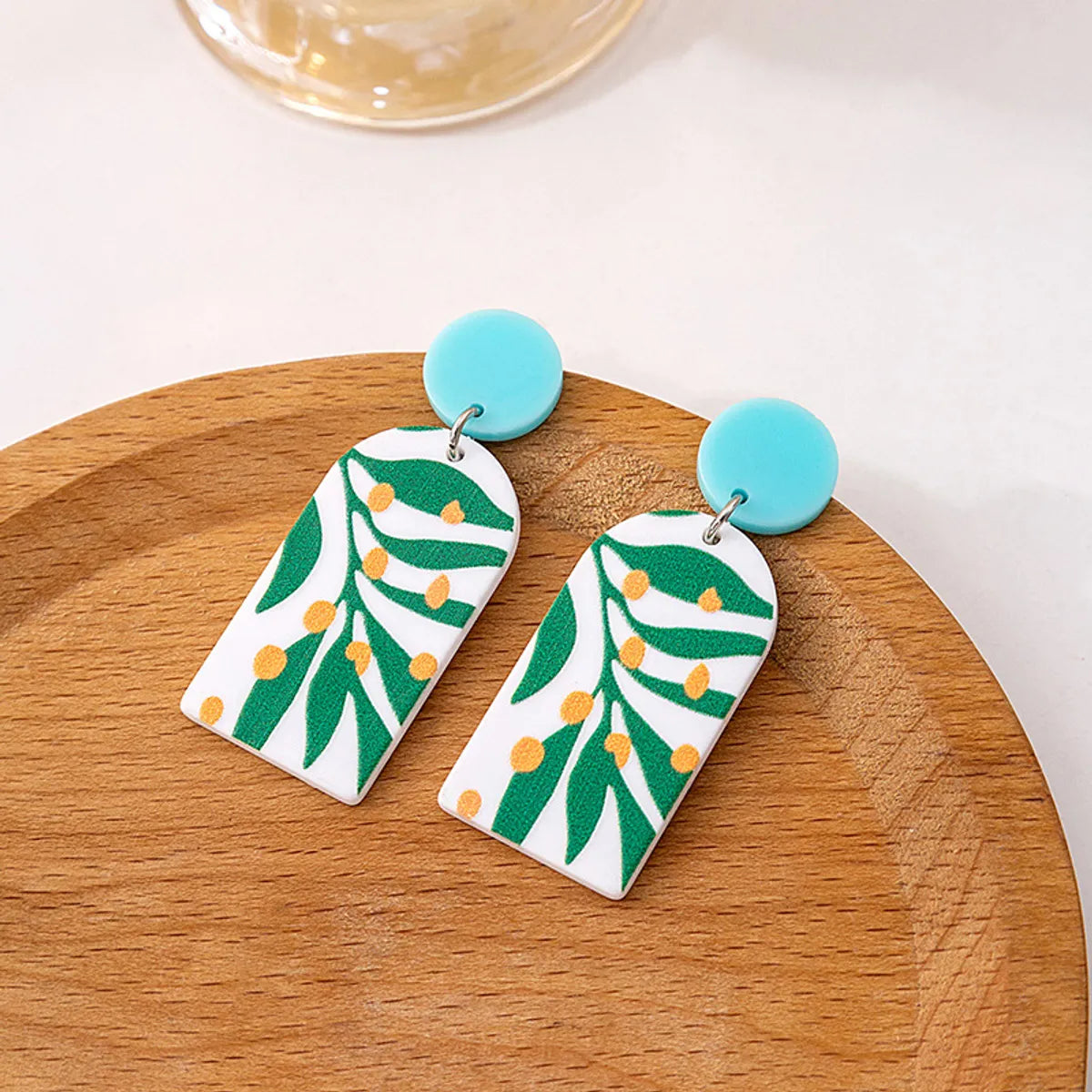 Wholesale Jewelry Retro Stripe Arylic Plating Drop Earrings