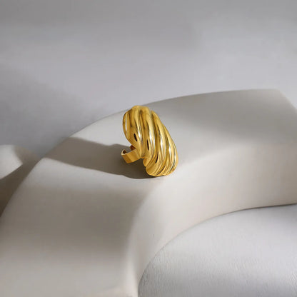 Wholesale Jewelry Retro Vacation French Style Geometric Spiral 304 Stainless Steel 18K Gold Plated Open Rings