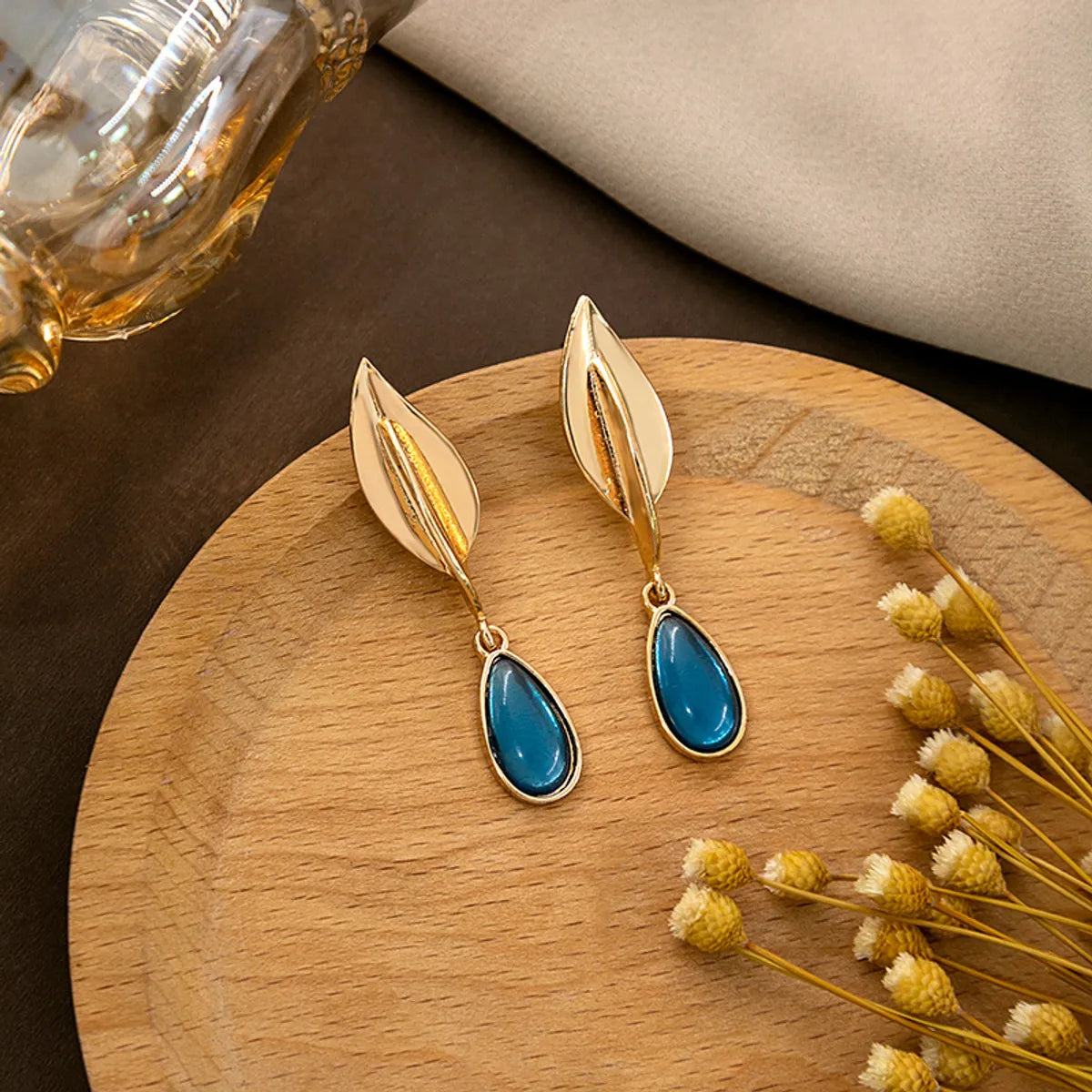 1 Pair Retro Water Droplets Heart Shape Bird Plating Inlay Alloy Turquoise Rhinestones Pearl Drop Earrings