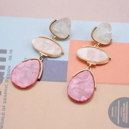 Wholesale Jewelry Retro Water Droplets Metal Resin Plating Inlay Drop Earrings