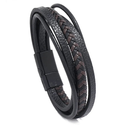 Wholesale Jewelry Retro Woven Leather Magnet Clasp Bracelet Nihaojewelry