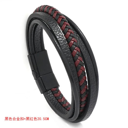 Wholesale Jewelry Retro Woven Leather Magnet Clasp Bracelet Nihaojewelry