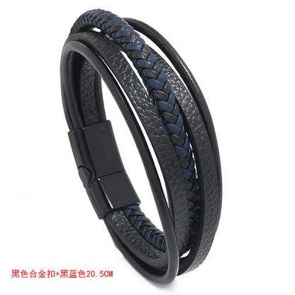 Wholesale Jewelry Retro Woven Leather Magnet Clasp Bracelet Nihaojewelry