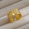 Wholesale Jewelry Rock Oversized Leaves Eye Flower 304 Stainless Steel Gem 18K Gold Plated Inlay Open Rings