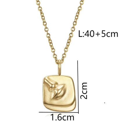 Wholesale Jewelry Rock Punk Streetwear Body 304 Stainless Steel 14K Gold Plated Pendant Necklace