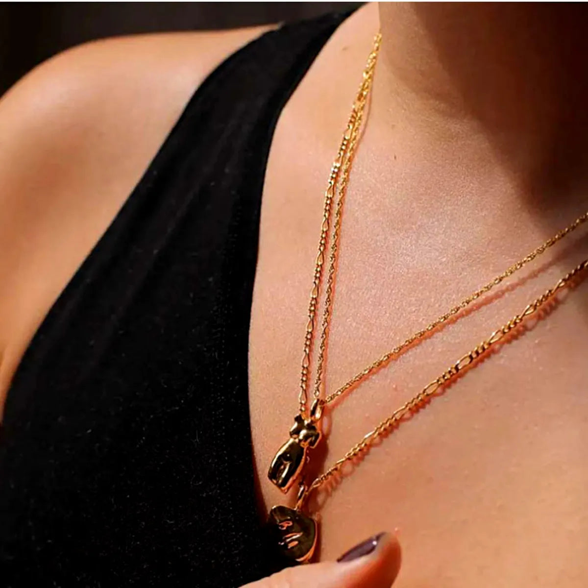 Wholesale Jewelry Rock Punk Streetwear Body 304 Stainless Steel 14K Gold Plated Pendant Necklace