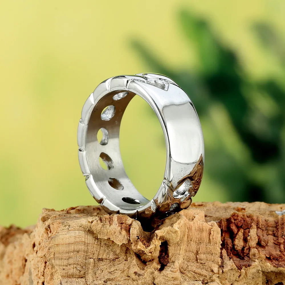 Wholesale Jewelry Rock Solid Color 316 Stainless Steel  Hollow Out Rings