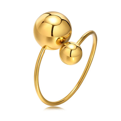 Wholesale Jewelry Rock Streetwear Cool Style Geometric Ball 304 Stainless Steel 18K Gold Plated Open Rings