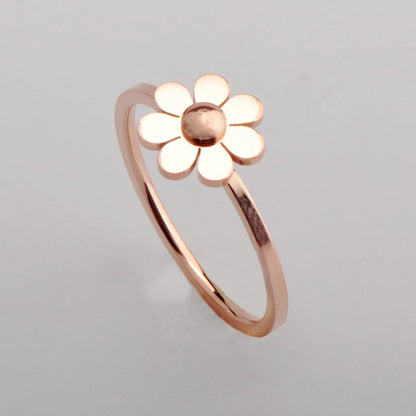 Wholesale Jewelry Romantic Modern Style Sweet Flower 304 Stainless Steel 18K Gold Plated Rings