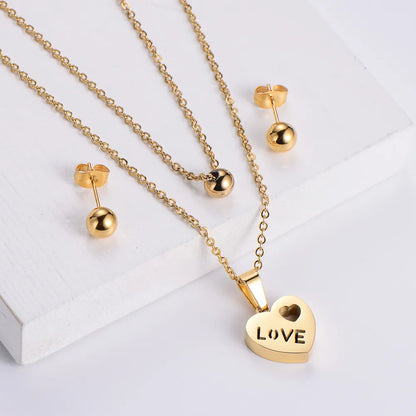 304 Stainless Steel Simple Style Heart Pendant Necklace