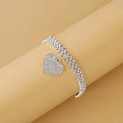 Wholesale Jewelry Sexy Heart Shape Alloy Rhinestones Anklet