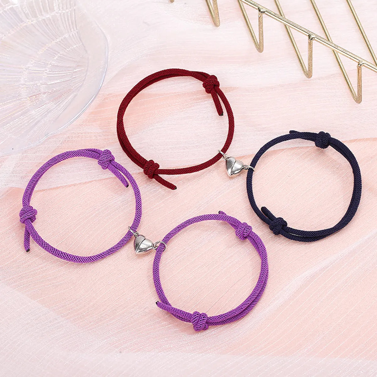 Simple Style Heart No Inlaid Couple Bracelets