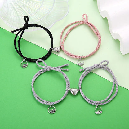 Wholesale Jewelry Simple Rubber Band Rope Heart Key Lock Couple Bracelet Set Nihaojewelry