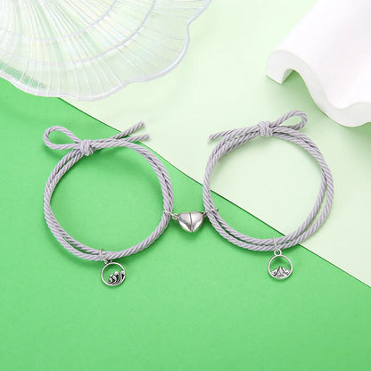 Wholesale Jewelry Simple Rubber Band Rope Heart Key Lock Couple Bracelet Set Nihaojewelry