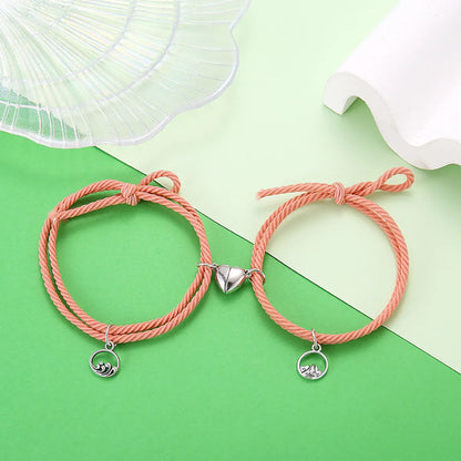 Wholesale Jewelry Simple Rubber Band Rope Heart Key Lock Couple Bracelet Set Nihaojewelry