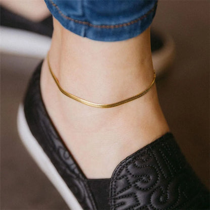 Wholesale Jewelry Simple Snake Bone Chain Stainless Steel Anklet Gooddiy