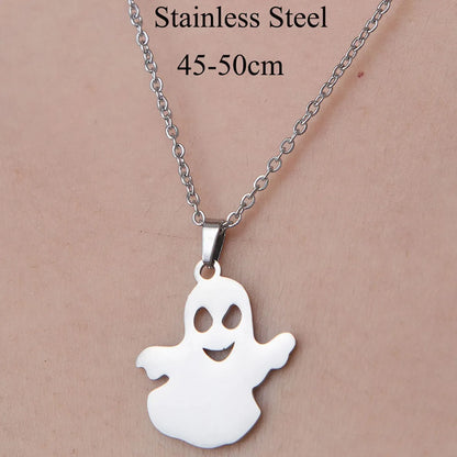 Wholesale Jewelry Simple Style  Ghost Snowflake 201 Stainless Steel Polishing Hollow Out Pendant Necklace