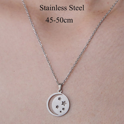 Wholesale Jewelry Simple Style  Ghost Snowflake 201 Stainless Steel Polishing Hollow Out Pendant Necklace