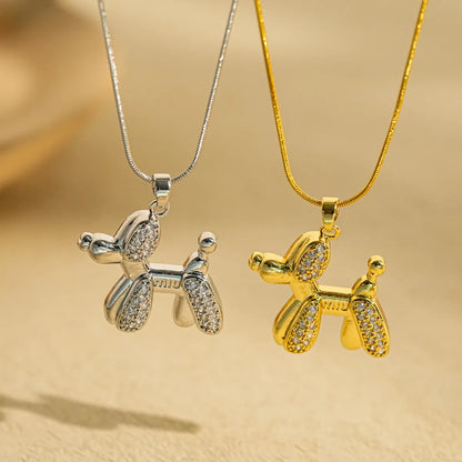 Wholesale Jewelry Simple Style Animal Dog Solid Color Titanium Steel Pendant Necklace