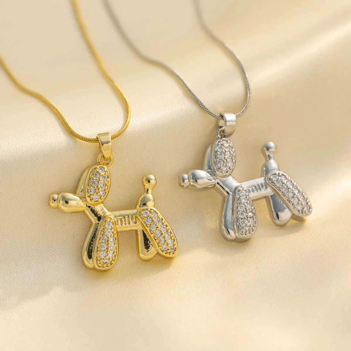 Wholesale Jewelry Simple Style Animal Dog Solid Color Titanium Steel Pendant Necklace