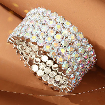 Simple Style Artificial Gemstones Artificial Pearl Layered Inlay Rhinestones Pearl Women'S Wristband