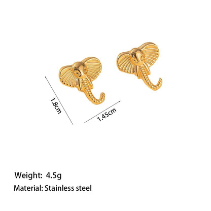 Wholesale Jewelry Simple Style Artistic Commute Elephant 304 Stainless Steel 18K Gold Plated Polishing Plating Earrings Necklace